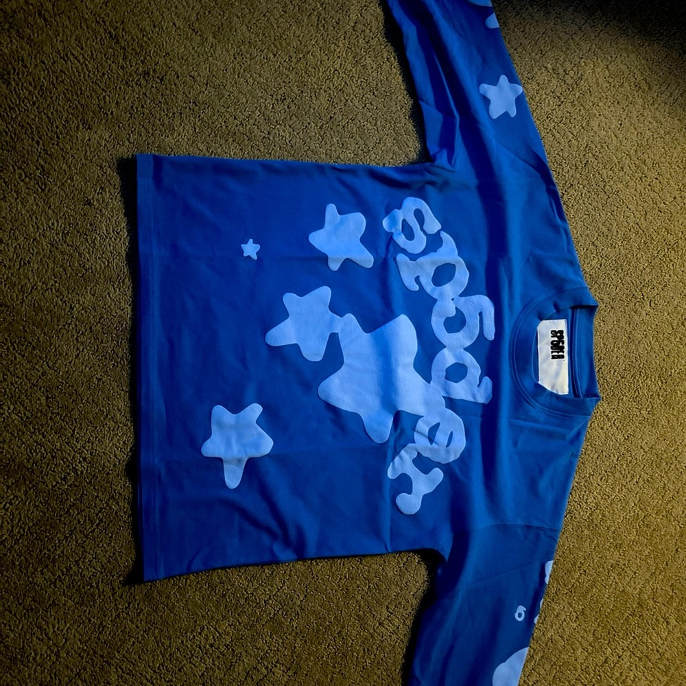 Sp5der beluga heavyweight long sleeve Tee blue small size